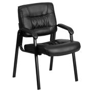 Metal LeatherSoft Executive Side Reception Chair - Black