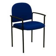Comfort Stackable Fabric and Steel Reception Armchair - Navy
