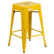 Commercial Grade 24" Backless Indoor/Outdoor Counter Stool with Square Seat - Yellow