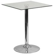 23.75" Square Glass Table with 30"H Chrome Base