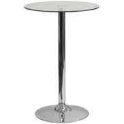 Round Glass Top Bar Table - 35.5", Chrome