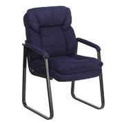Microfiber Executive Side Reception Chair with Lumbar Support and Sled Base - Navy