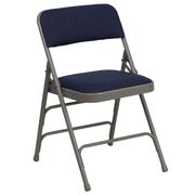 Series Curved Triple Braced & Double Hinged Navy Fabric Metal Folding Chair
