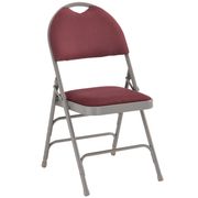 Series Ultra-Premium Triple Braced Burgundy Fabric Metal Folding Chair with Easy-Carry Handle