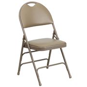 HERCULES Series Ultra-Premium Triple Braced Vinyl Metal Folding Chair with Easy-Carry Handle - Beige