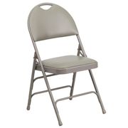 Series Ultra-Premium Triple Braced Gray Vinyl Metal Folding Chair with Easy-Carry Handle