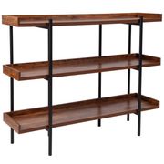 Mayfair 3-Shelf Storage Bookcase with Metal Frame - 47", Rustic Wood Grain/Black