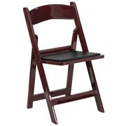 Series Resin Folding Chair with Padded Seat - Black/Red Mahogany