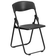 HERCULES Series Heavy Duty Plastic Folding Chair with Built-in Ganging Brackets - Black