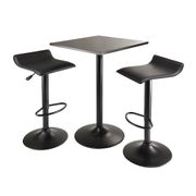 Obsidian 3-Piece Counter-Height Square Table Set with 2 Air Lift Stools - Black