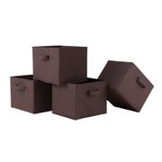 Capri Foldable Fabric Baskets - Set of 4, Chocolate