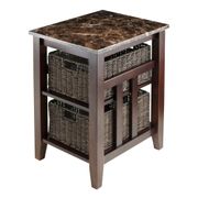 Zoey Side Table with Faux Marble Top and 2 Baskets