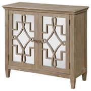 Lucy Accent Chest with Mirrored Doors - Antique White Wash