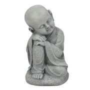 Resting Buddha Monk Garden Statue - Gray