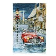 Winter Wonderland Home for the Holidays Car Canvas Print with LED Lights