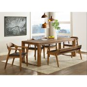 Rasmus 6-Piece Dining Set - Table, 1 Bench, 4 Arm Chairs, Chestnut Wire-Brush