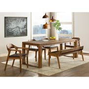 Rasmus 6-Piece Dining Set - Table, 1 Bench, 2 Side Chairs, 2 Arm Chairs, Chestnut Wire-Brush