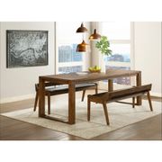 Rasmus 3-Piece Dining Set - Table, 2 Benches, Chestnut Wire-Brush