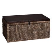 Black Washed Water Hyacinth Storage Trunk with Wood Top