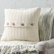 Harrietstown Cable-Knit Cotton Throw Pillow - Cream