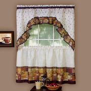 Coffee Tier & Swag Kitchen Curtains 36 Length, Brown