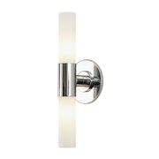 Double Cylinder 2-Light Bathroom Vanity Light - 14.5", Chrome/White Opal