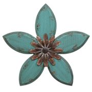 Antique Flower Metal Wall Décor - Distressed Teal/Red