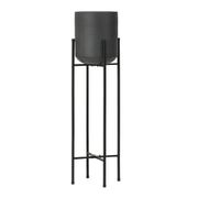 Round Planter with Metal Stand - 12.1", Gray/Black