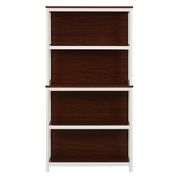 4-Shelf Manufactured Wood Bookcase - 59.5", Cherry/White