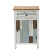 Wood 1-Drawer 1-Door Side Table with Storage - 28.2", Multi-Color