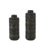 Metal Bottle Vases - Set of 2, Black/Silver