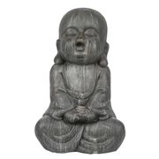 Meditating Buddha Monk Garden Statue - Weathered Gray