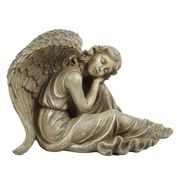 Sleeping Angel Statue - Weathered Brown