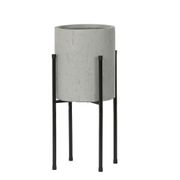 Round Planter with Metal Stand - 12.25", Gray/Black