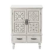 Wood and Metal 2-Drawer 2-Door Storage Cabinet - Rustic White