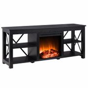 Hazelip TV Stand with Electric Fireplace - Black