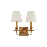 Sheldrake 2-Light Wall Sconce - Aged Brass Finish with Off-White Faux Silk