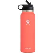 40 Oz Wide-Mouth Straw Lid Stainless Steel & Vacuum Insulated Water Bottle - Hibiscus
