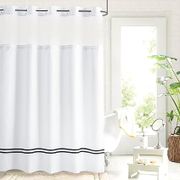 Striped Shower Curtain Liner with 12 Hooks - White/Black