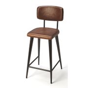 Industrial Chic 27" Leather Counter Stool - Saddle Brown