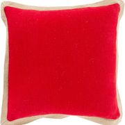 Solid Outdoor Pillow With Jute Flange - Set of 2, Red