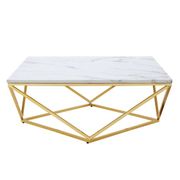 Square Marble Design Coffee Table - White/Gold