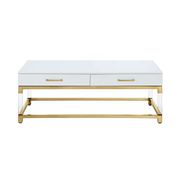 2-Drawer Coffee Table with Acrylic Legs - White/Gold
