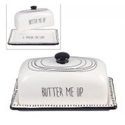 Ceramic Butter Dish with Lid - Black/White