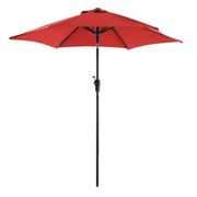 7.5 ft. Steel Market Crank Outdoor Patio Umbrella in Red