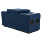 Pixie 20" Armless 1-piece Polyester Modular Speaker Console with Bluetooth USB Cupholders - Navy