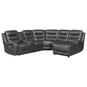 Bergen 100" Pillow Top Arm Microfiber 6-Piece U-Shaped Modular Power Reclining Sectional with Right Chaise - Gray