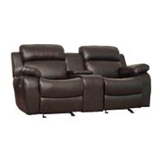 Alamo 77.5" Pillow Top Arm Faux Leather Double Glider Reclining Loveseat with Center Console - Brown