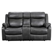 Goby 71" Pillow Top Arm Microfiber Double Reclining Loveseat with Console - Dark Gray