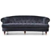 Beverly 82" Velvet 3-Seater Sofa with Nailheads Trim - Black